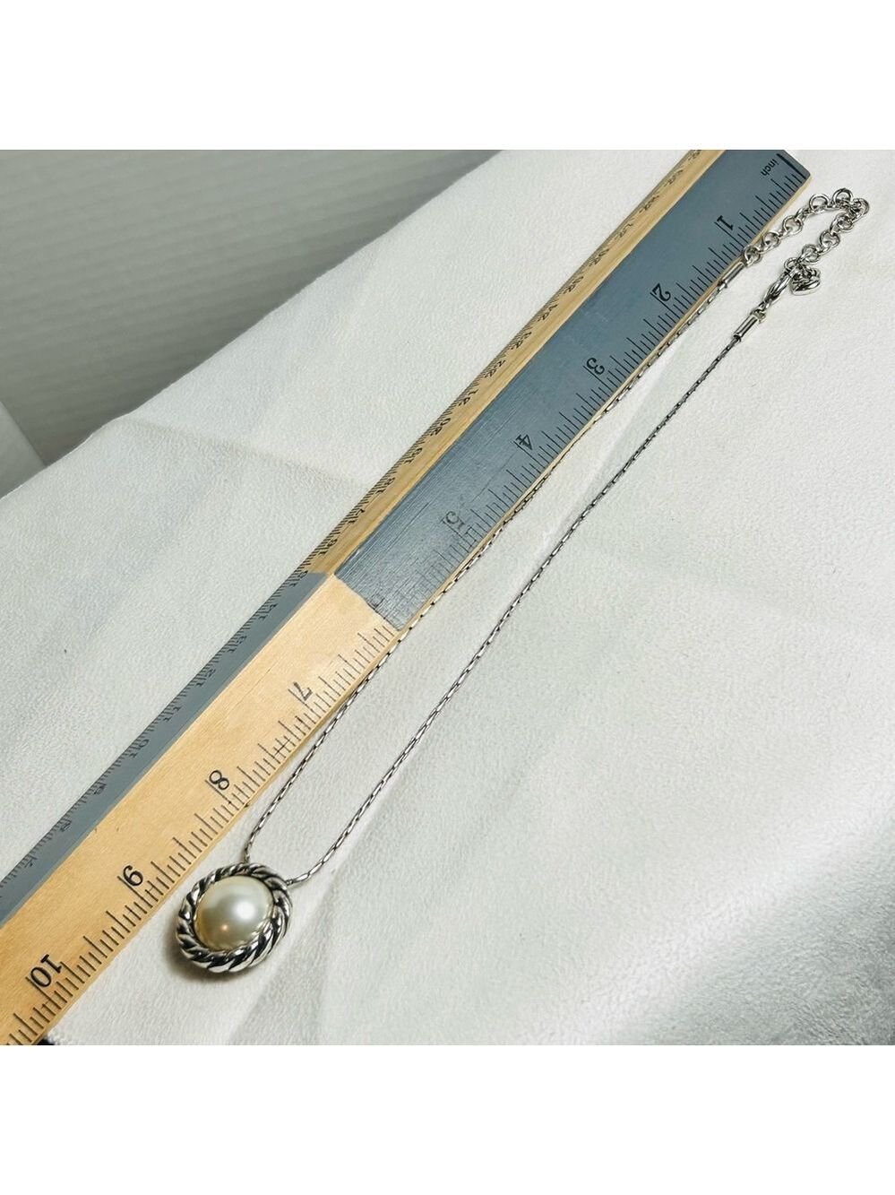 Brighton Magic Pearl Necklace Reversible Pendant Silver Plated Crystals 17" - Picture 11 of 14